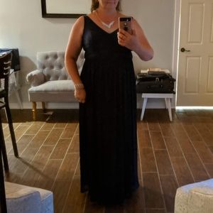 Long Navy dress with cowl back (Bridesmaid)